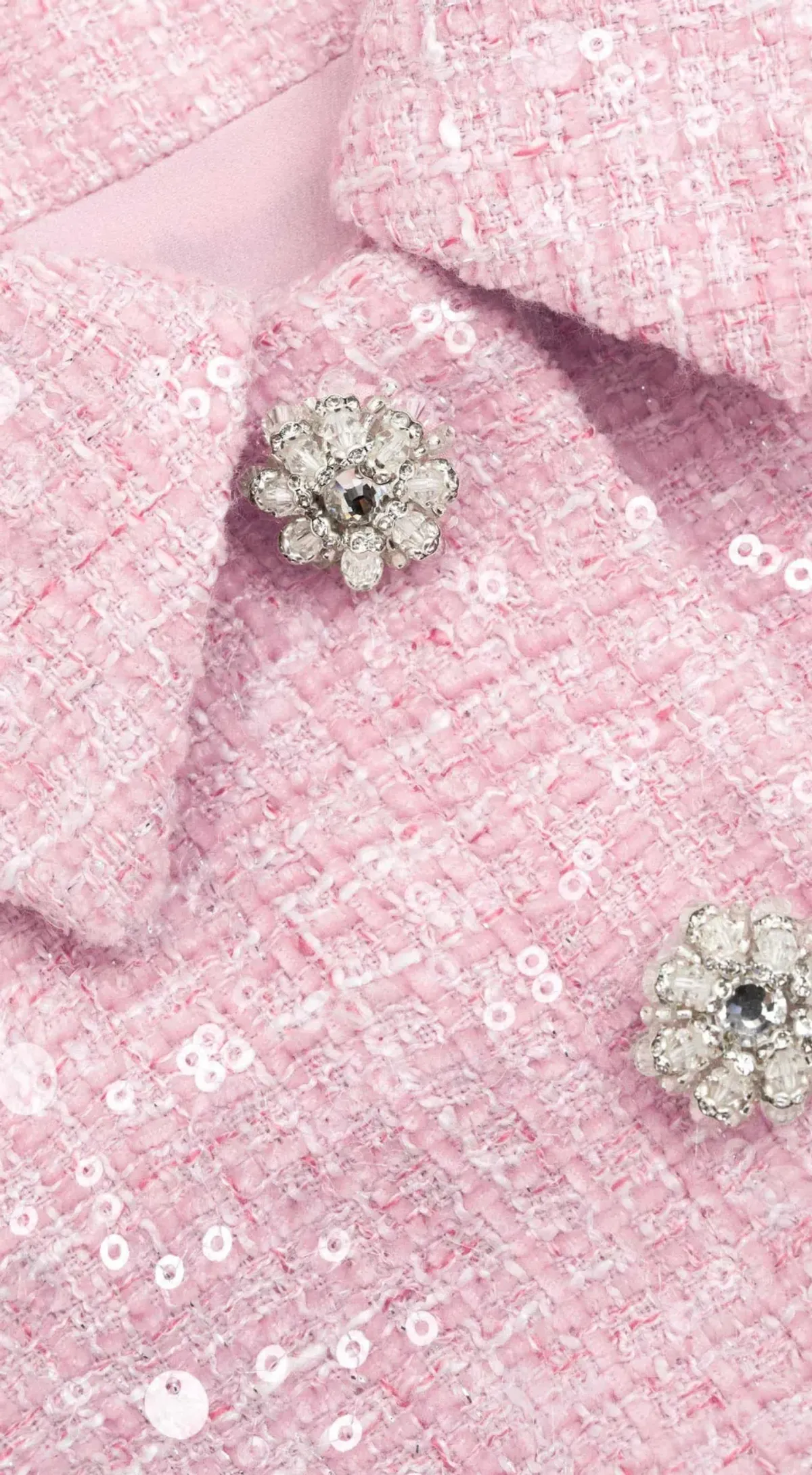 Self Portrait Boucle Tailored Mini Dress Pink Sequin Size AU 4 - Image 3