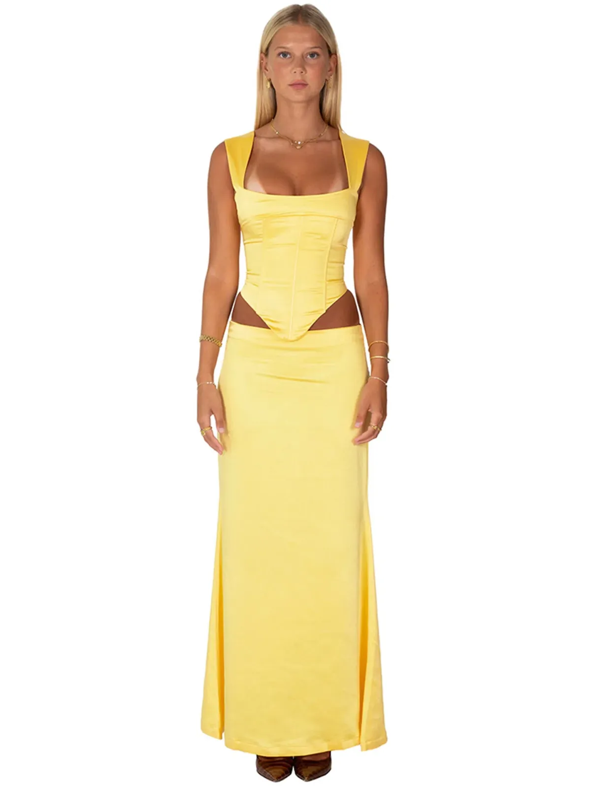 I Am Delilah Valerie Corset and Maxi Skirt Set in Daffodil Yellow Size M / AU 10 - Image 1
