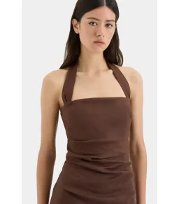 Sir the Label Noemi Halter Mini Dress in Chocolate Size AU 4 for rent on The Volte - image 2