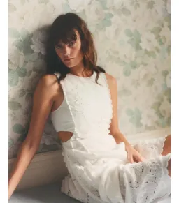 Lovaan Amelia Cutwork Embroidered Dress White Size AU 10 for rent on The Volte - image 2