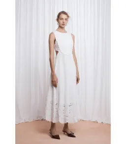 Lovaan Amelia Cutwork Embroidered Dress White Size AU 10 for rent on The Volte - image 3