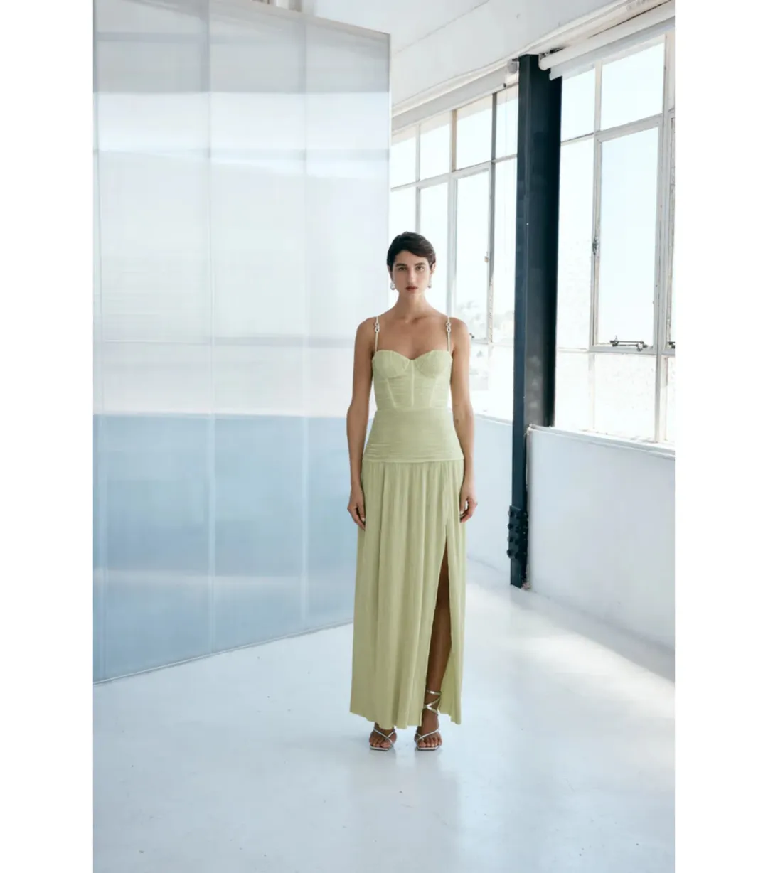 Manning Cartell Double Time Pleat Dress Pistachio Size AU 8 for rent on The Volte - main image