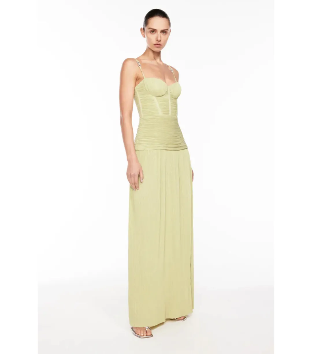 Manning Cartell Double Time Pleat Dress Pistachio Size AU 8 for rent on The Volte - main image