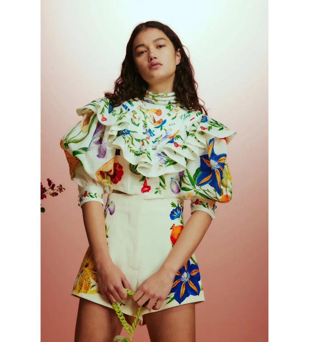 Alemais Flores High Waisted Short and Scarf Top Set Print Size AU 8 for rent on The Volte - main image