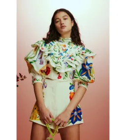 Alemais Flores High Waisted Short and Scarf Top Set Print Size AU 8 for rent on The Volte - image 6