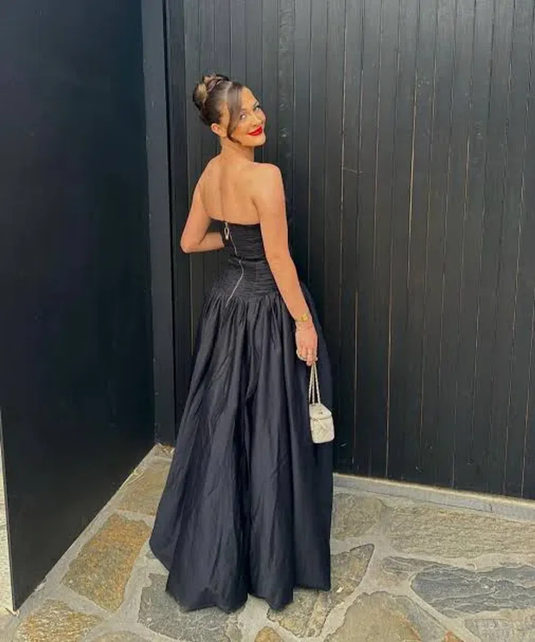 Aje Violette Bubble Hem Maxi Dress Black Size AU 10 for rent on The Volte - main image