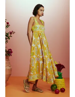 Alemais Diana Summer Dress Yellow Print Size AU 8 for rent on The Volte - image 2
