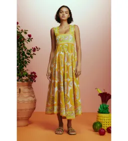 Alemais Diana Summer Dress Yellow Print Size AU 8 for rent on The Volte - image 1