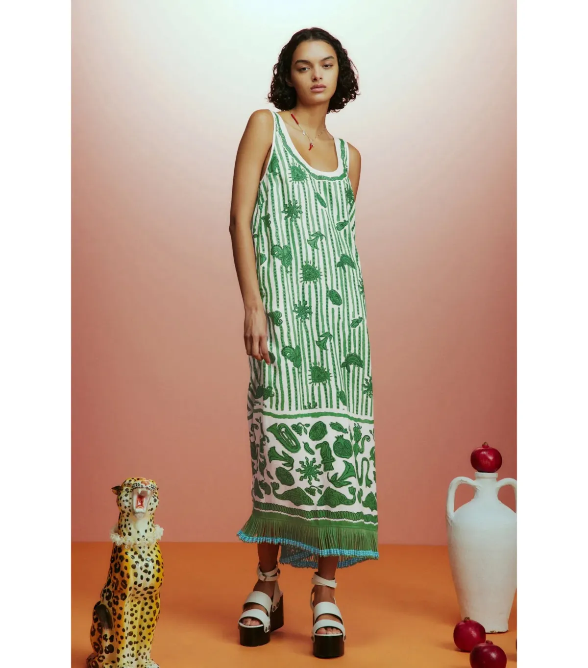 Alemais Lulu Sleeveless Mini Dress Green Print Size AU 16 - Image 1