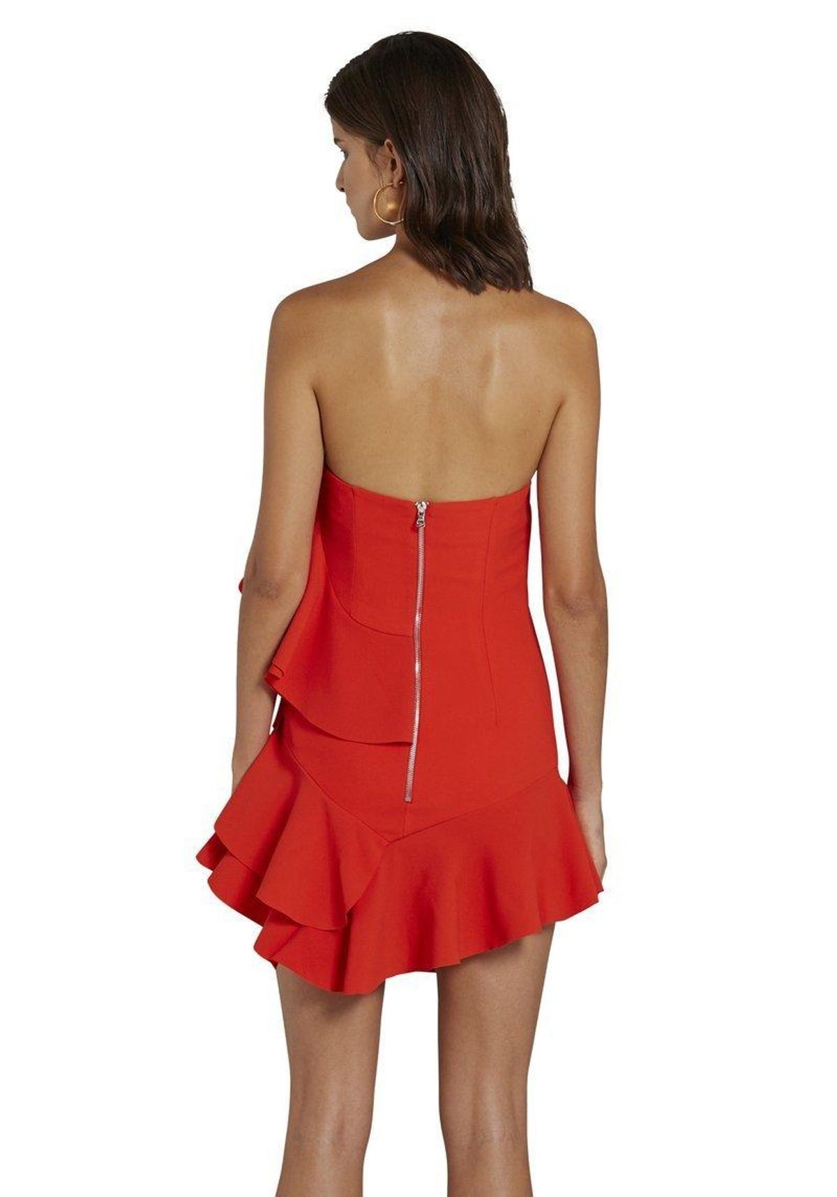 By Johnny Lily Strapless Flounce Mini Dress in Scarlet Size 10 - Image 2