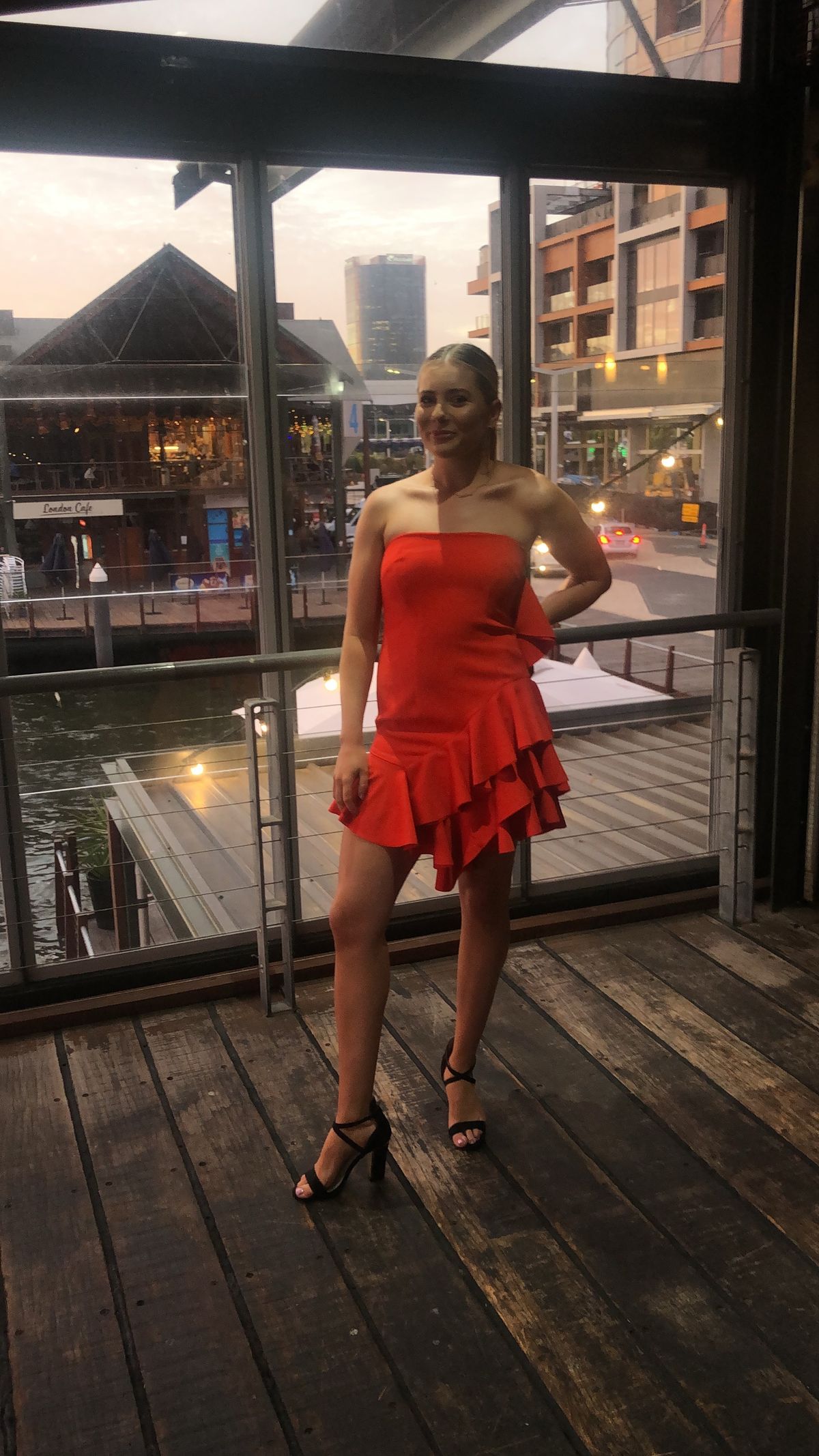 By Johnny Lily Strapless Flounce Mini Dress in Scarlet Size 10 - Image 3