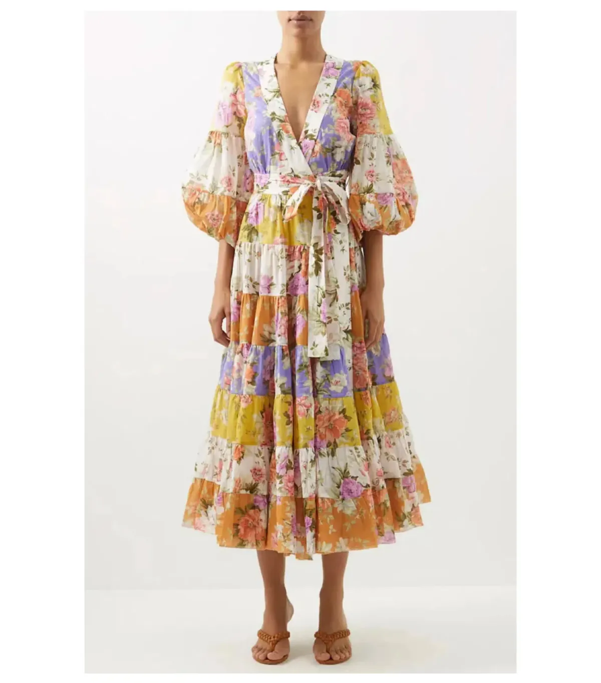 Zimmermann Pattie Wrap Midi Dress In Spliced Size 1 / AU 10 - Image 2
