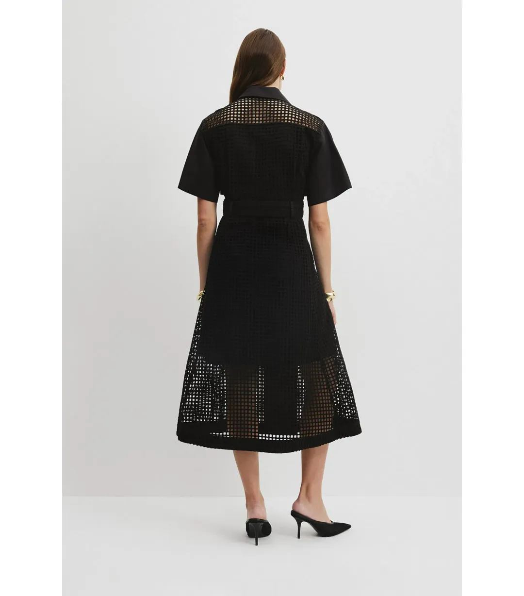 Country Road Utility Mesh Midi Dress Black Size 12 for rent on The Volte - main image