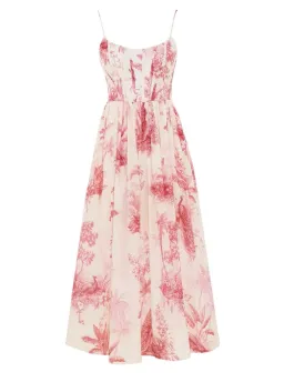 Zimmermann Waverley Corset Midi Dress in Pink Palm Size 0 / AU 8 for rent on The Volte - image 3