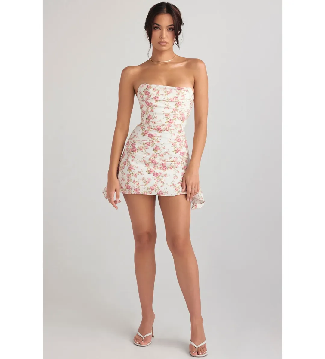 House of CB Jasmine Draped Corset Dress Rose Print Size 6 for rent on The Volte - main image