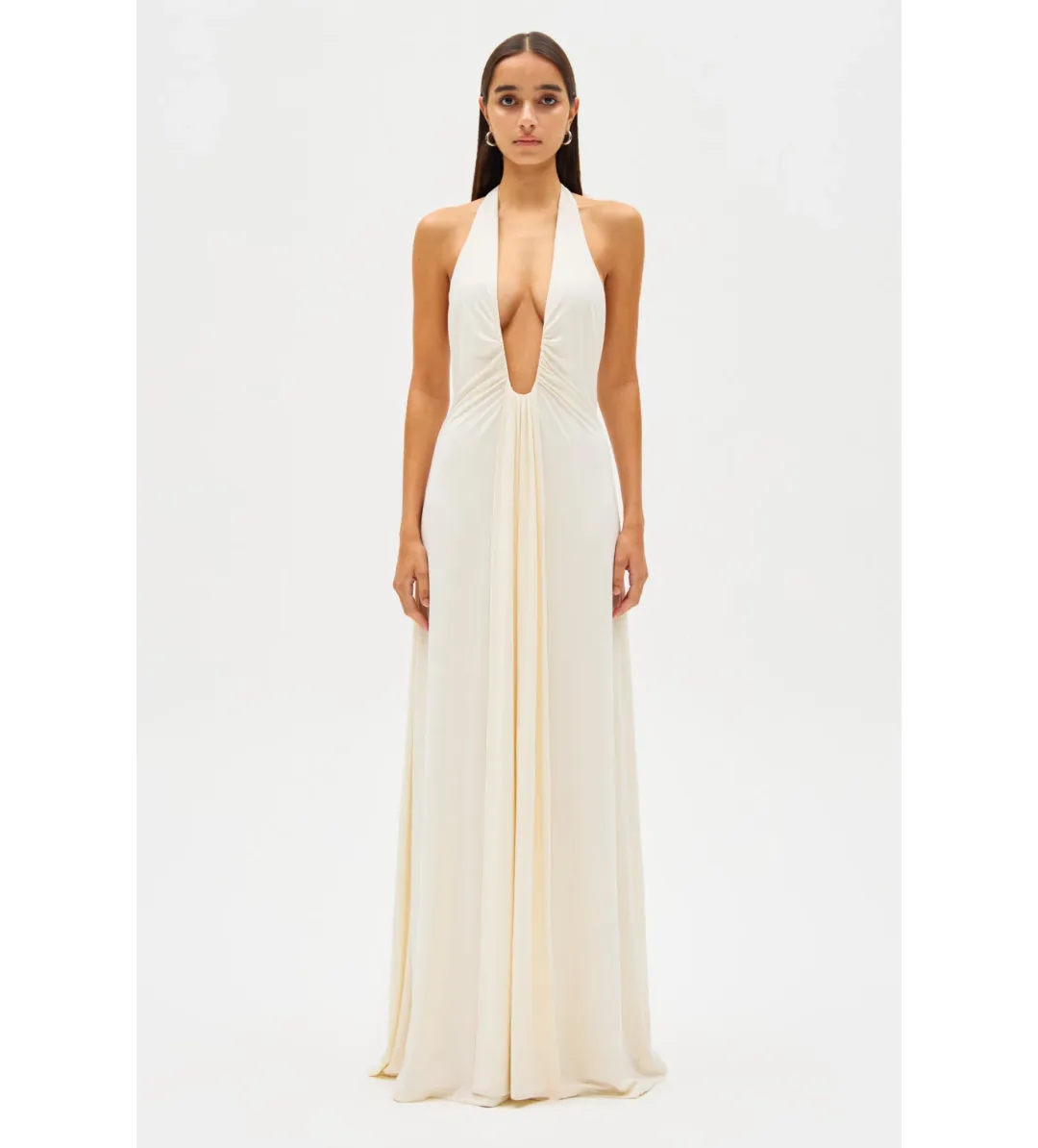 MISHA Jennifer Cupro Maxi Dress Ivory Size 4 for rent on The Volte - main image