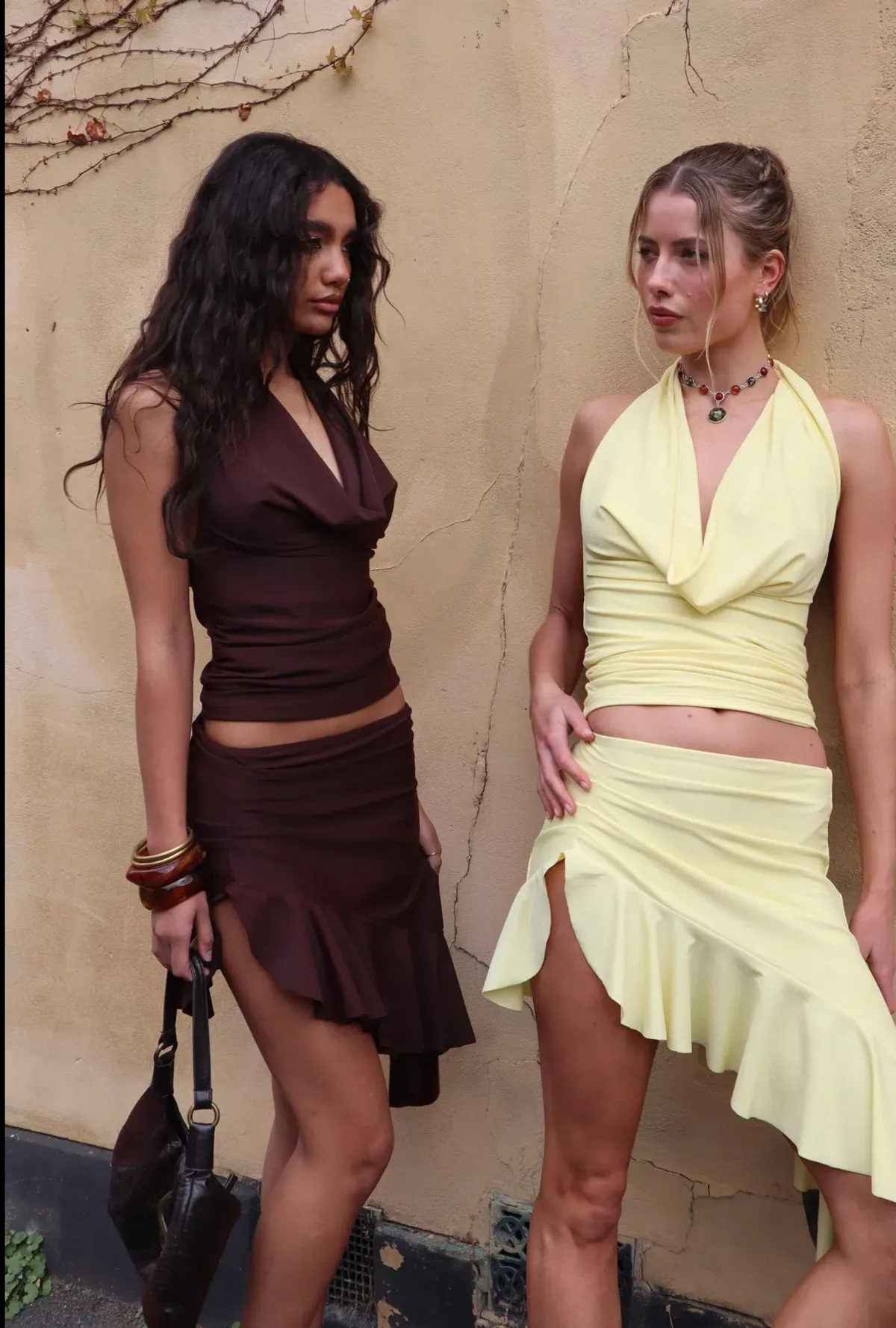 Orphe Sofia Midi Skirt & Halter Top Set Brown Size Small/AU 8 - Image 3