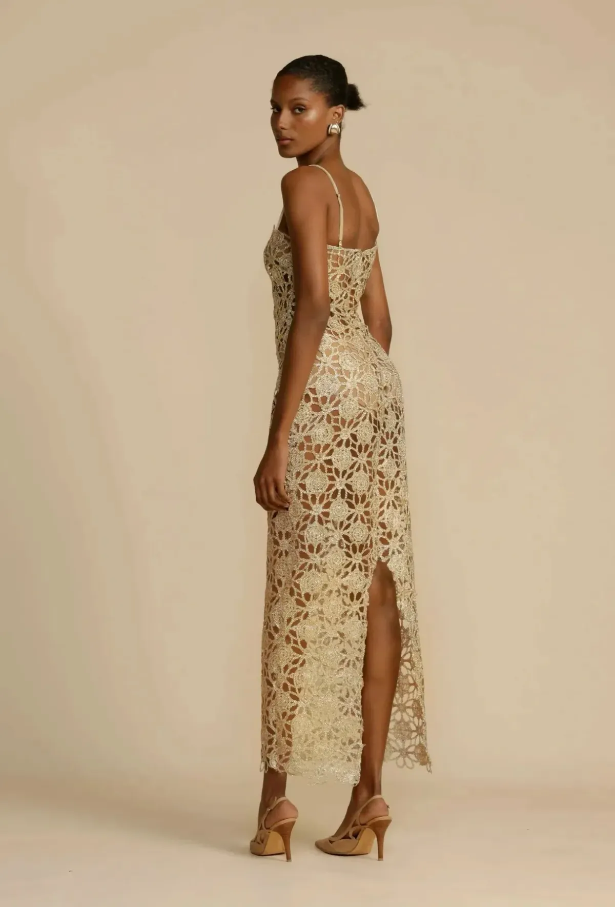 Arcina Ori Kendra Midi Dress Gold Size 8 - Image 2