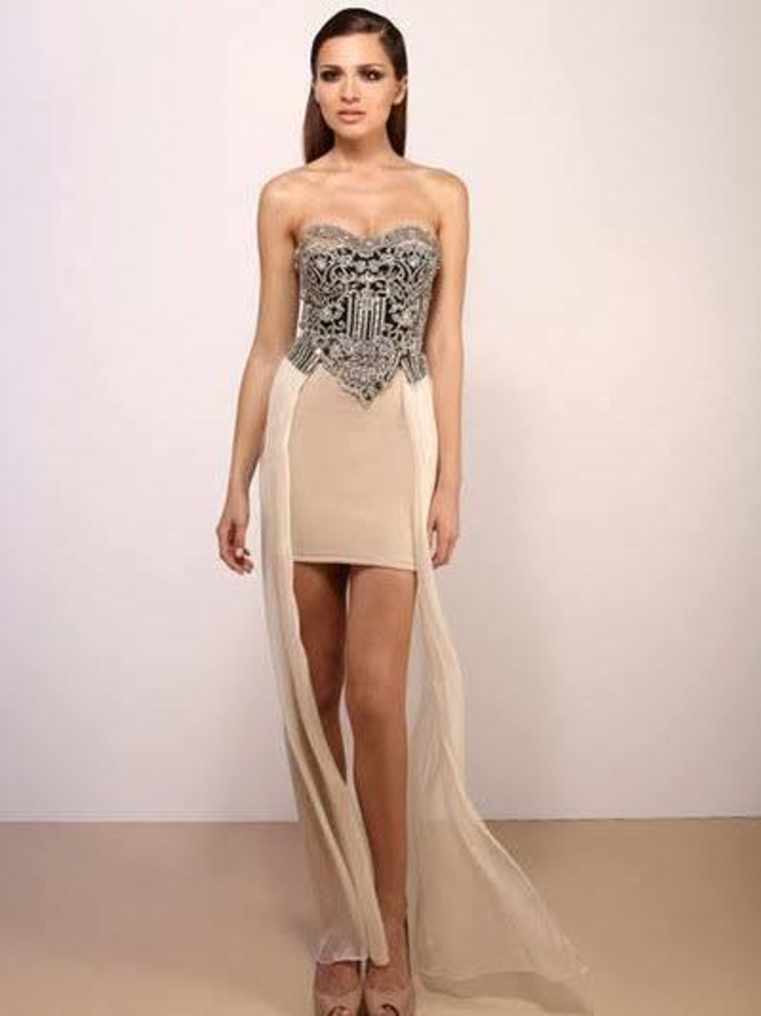 Galanni Dress Beaded Blush Sz 8 for rent on The Volte - main image
