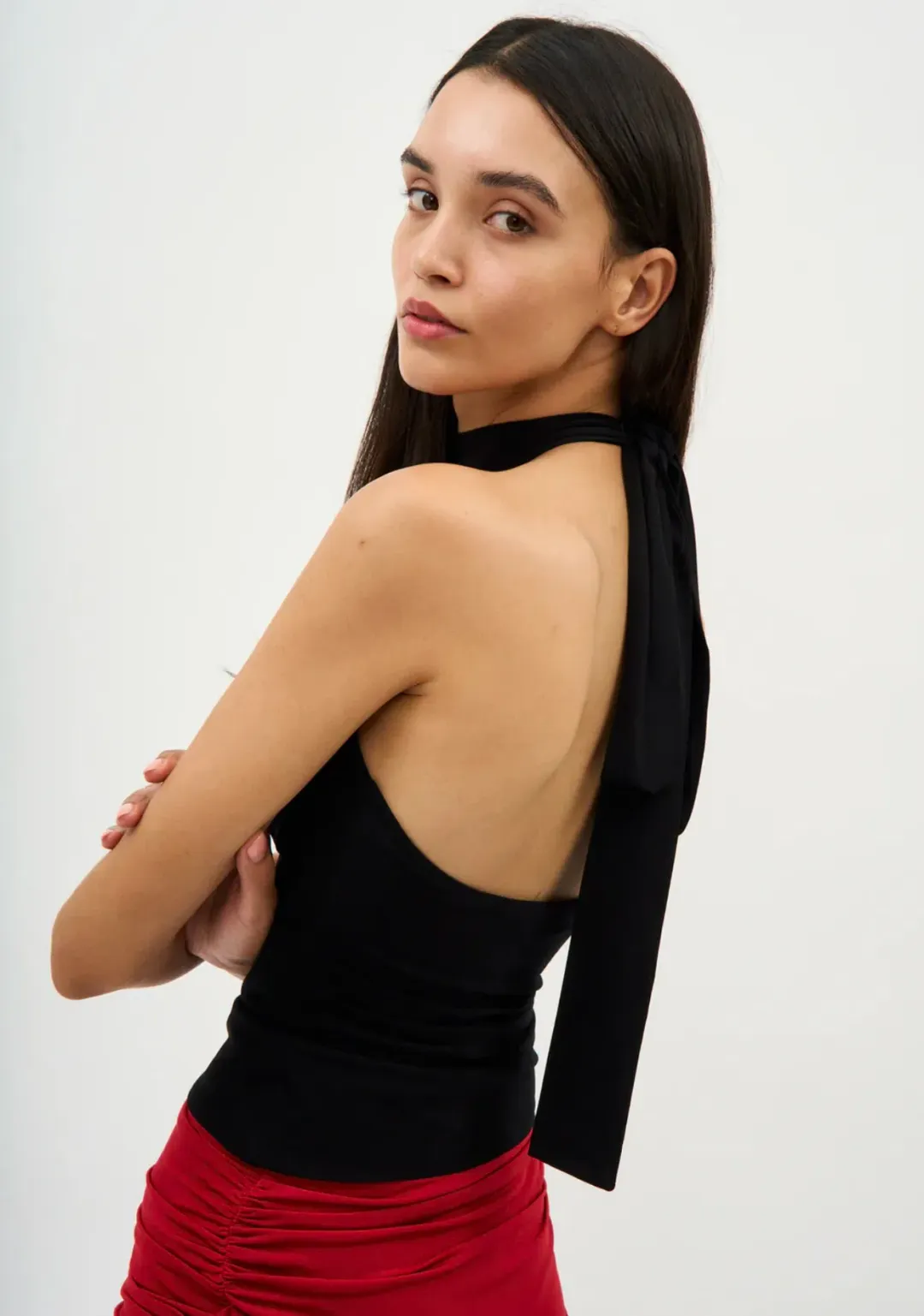 Magda Butrym Halterneck Jersey Top Black Size 8 for rent on The Volte - main image