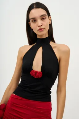 Magda Butrym Halterneck Jersey Top Black Size 8 for rent on The Volte - image 1