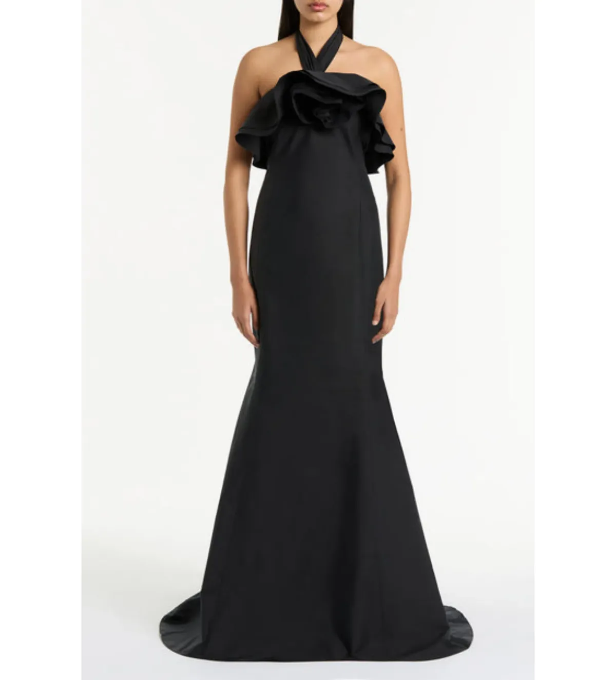 Carla Zampatti Silk Dupion Rose Gown Black Size 10 - Image 1