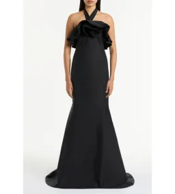 Carla Zampatti Silk Dupion Rose Gown Black Size 10 for rent on The Volte - image 1