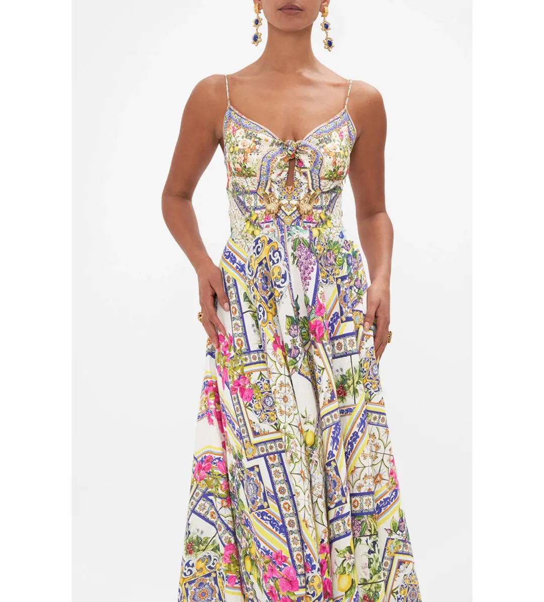 Camilla The Amalfi Amore Long Dress Multi Size 10 for rent on The Volte - main image