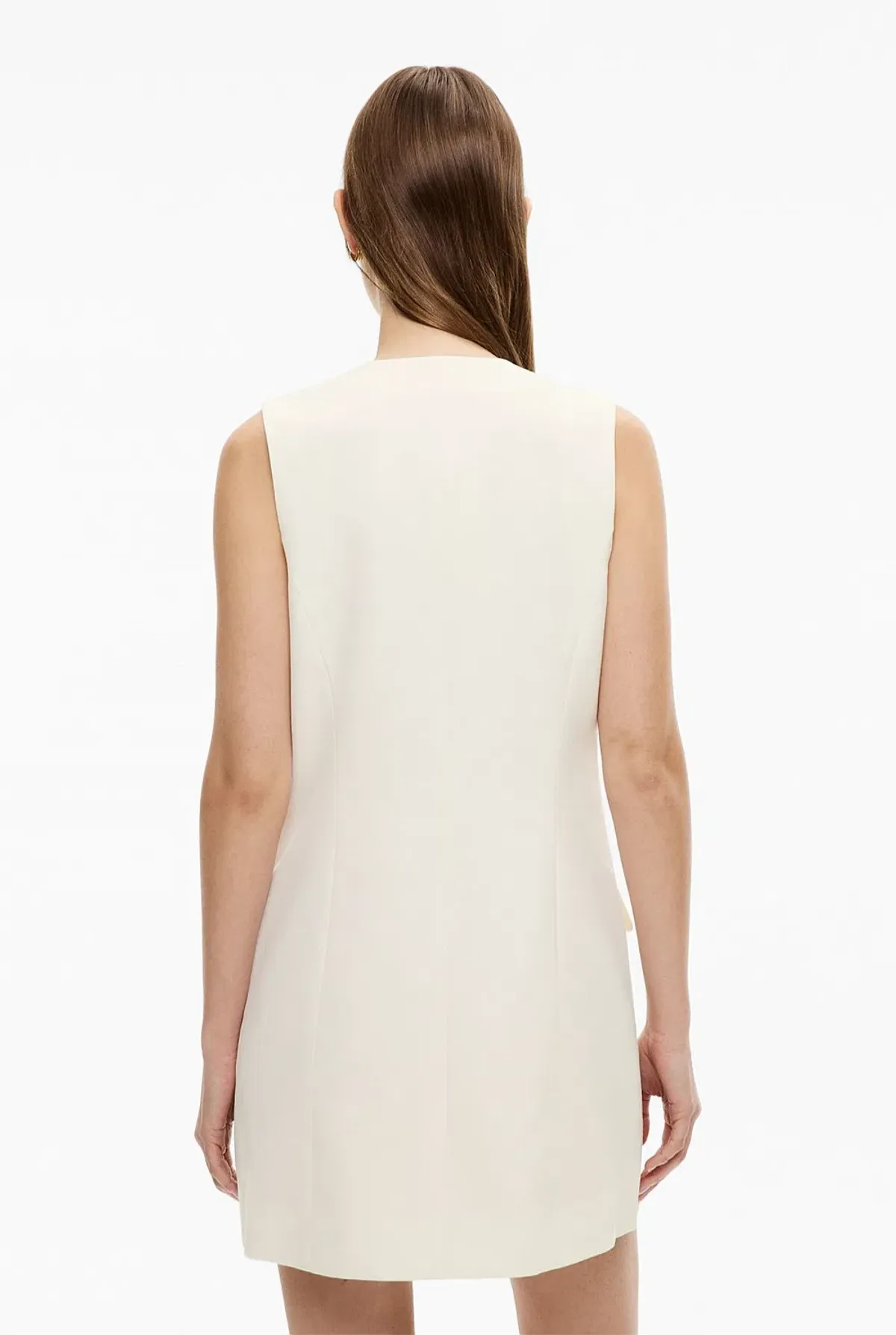 Witchery Button Detail Mini Dress Fresh White Size 6 - Image 2