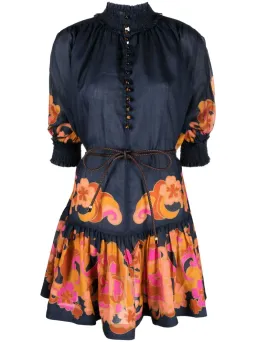 Zimmermann Acadian Lantern Ramie Mini Dress Navy Paisley Size 3 / AU 14 for rent on The Volte - image 6