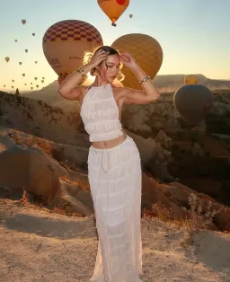 Arcina Ori Juliette Halter Top & Maxi Skirt Set Warm Cream Size S / AU 8 for rent on The Volte - image 1