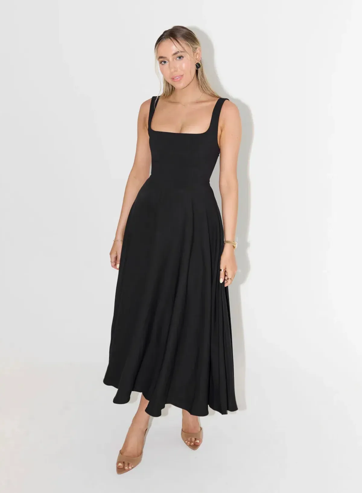 Odd Muse The Ultimate Muse High Waist Square Neck Midi Dress Black Size 18 - Image 3