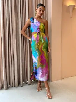 Alemais Irving Knot Midi Dress Multi Size 8 for rent on The Volte - image 3