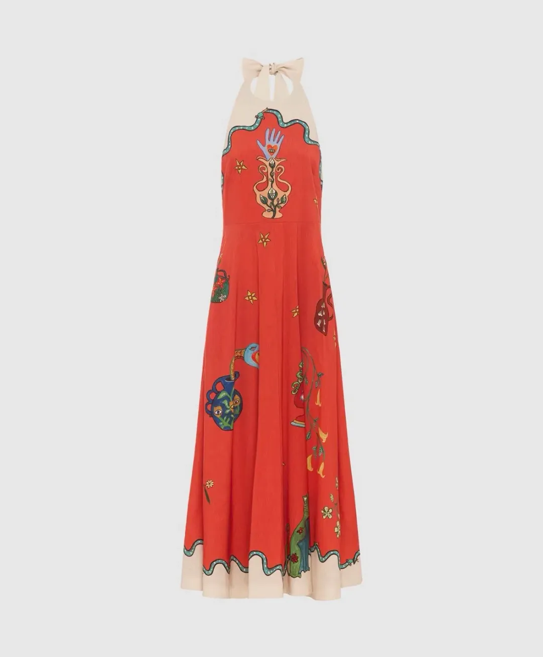 Alemais Rose Halter Dress Red Print Size AU 8 for rent on The Volte - main image