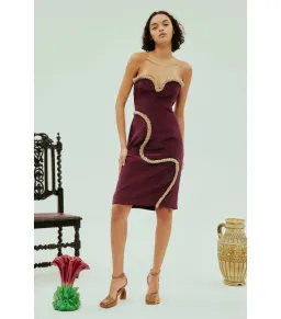 Alemais Orion Embellished Midi Dress Burgundy Size AU 10 for rent on The Volte - image 2