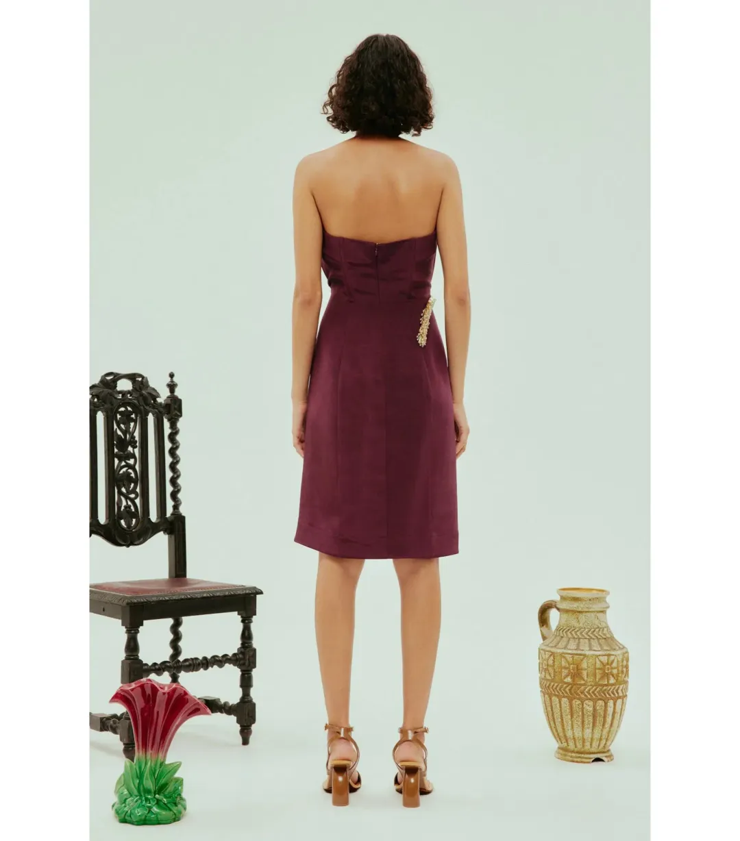 Alemais Orion Embellished Midi Dress Burgundy Size AU 10 for rent on The Volte - main image