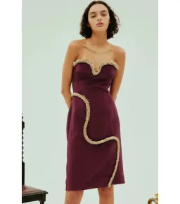 Alemais Orion Embellished Midi Dress Burgundy Size AU 10 for rent on The Volte - image 1