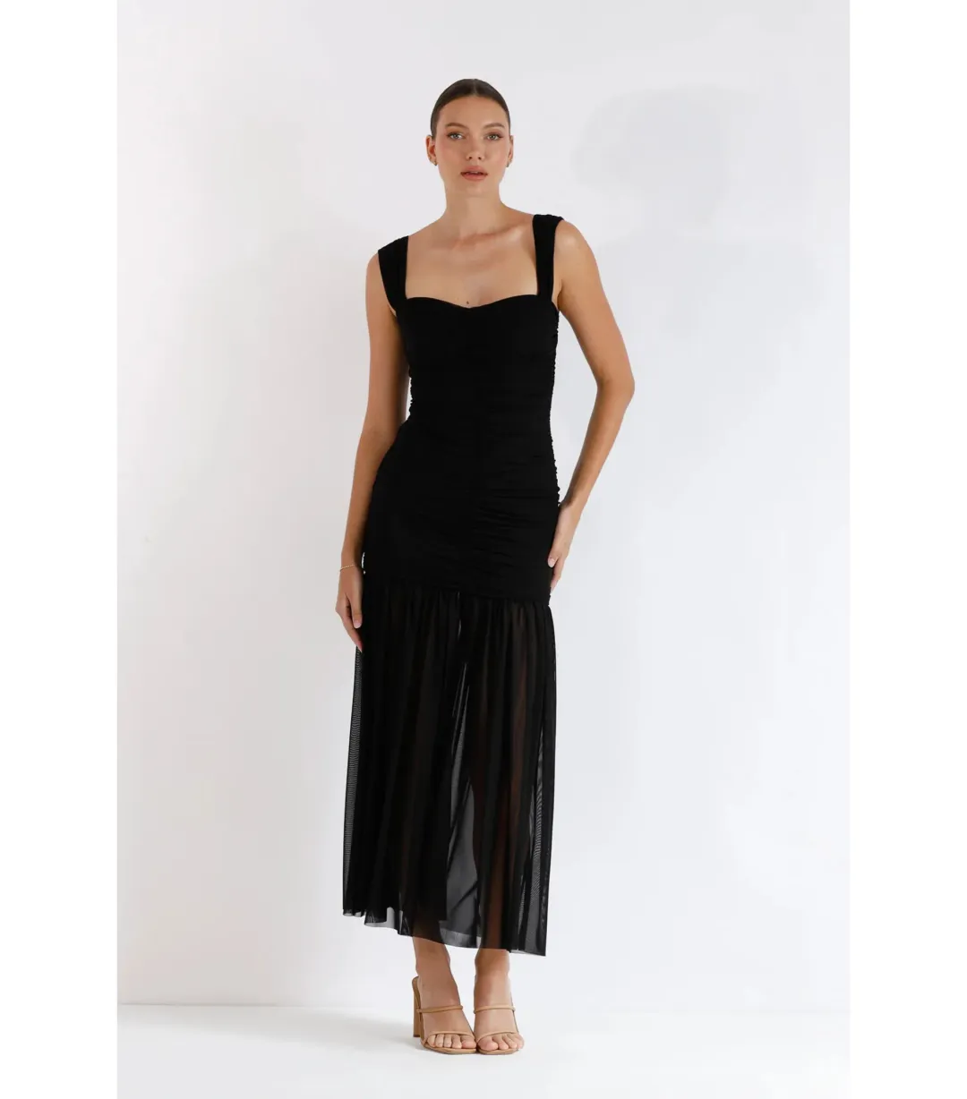 Pasduchas New Horizons Hourglass Midi Dress Black Size AU 8 for rent on The Volte - main image