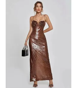 Mew Mews Lorelei Dress Brown Sequin Size S/M for rent on The Volte - image 4