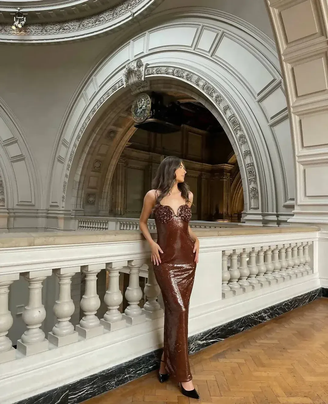 Mew Mews Lorelei Dress Brown Sequin Size S/M for rent on The Volte - main image