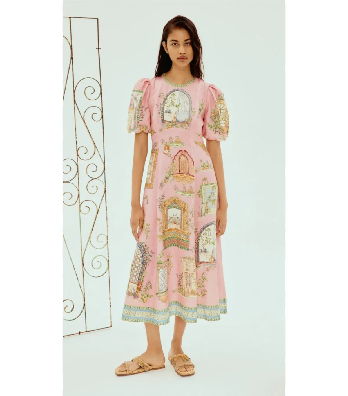 Alemais Monte Midi Dress Pink Size AU 8 - Image 1