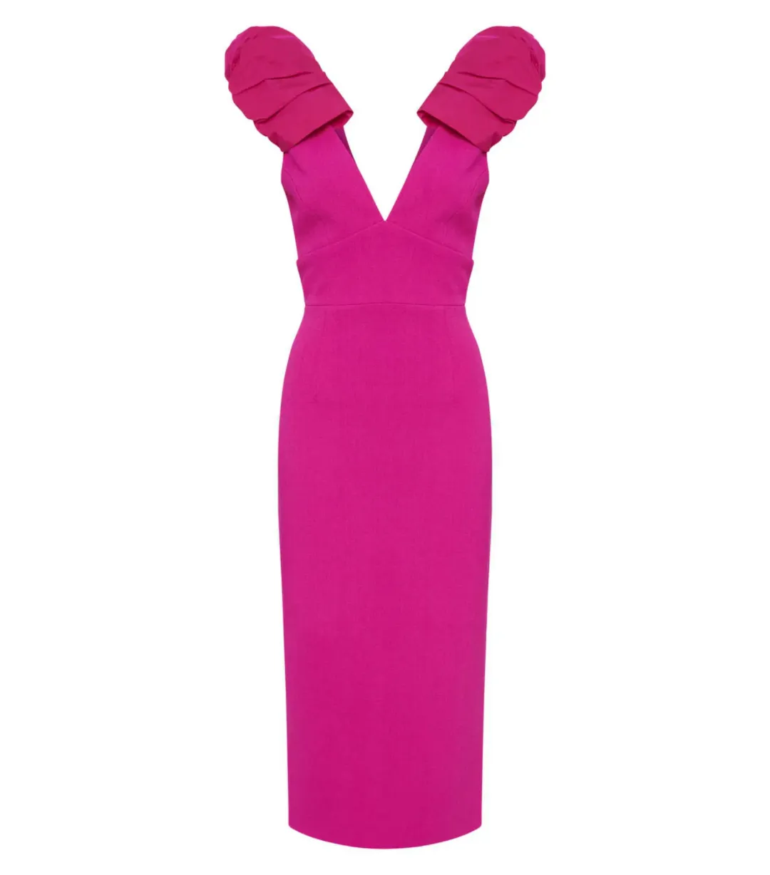 Rebecca Vallance Cupid's Bow Midi Dress Pink Size AU 10 for rent on The Volte - main image