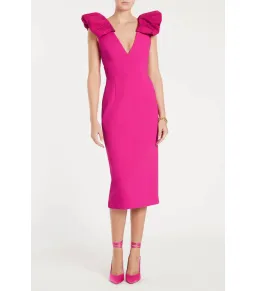 Rebecca Vallance Cupid's Bow Midi Dress Pink Size AU 10 for rent on The Volte - image 1