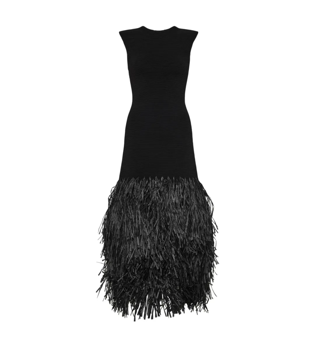 Aje Knitted Raffia Midi Dress Black Size 12 for rent on The Volte - main image