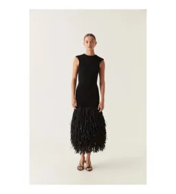 Aje Knitted Raffia Midi Dress Black Size 12 for rent on The Volte - image 1