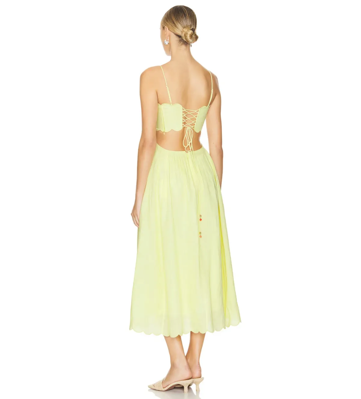 Zimmermann Halliday Scallop Midi Dress In Yellow Size 2 / Au 12 - Image 2