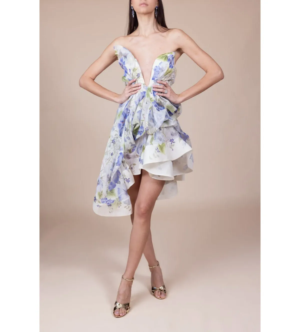 Zimmermann The Natura Draped Mini in Blue Floral Size 3 /au 14 - Image 2