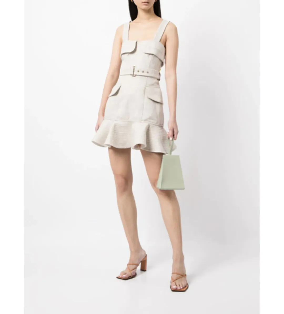 Acler Manning Biscuit Mini Dress Neutrals Size XS/Au 6 for rent on The Volte - main image