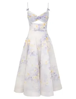 Zimmermann Crush Twist Front Midi Dress Lilac Floral Size 0P / AU 6 for rent on The Volte - image 3