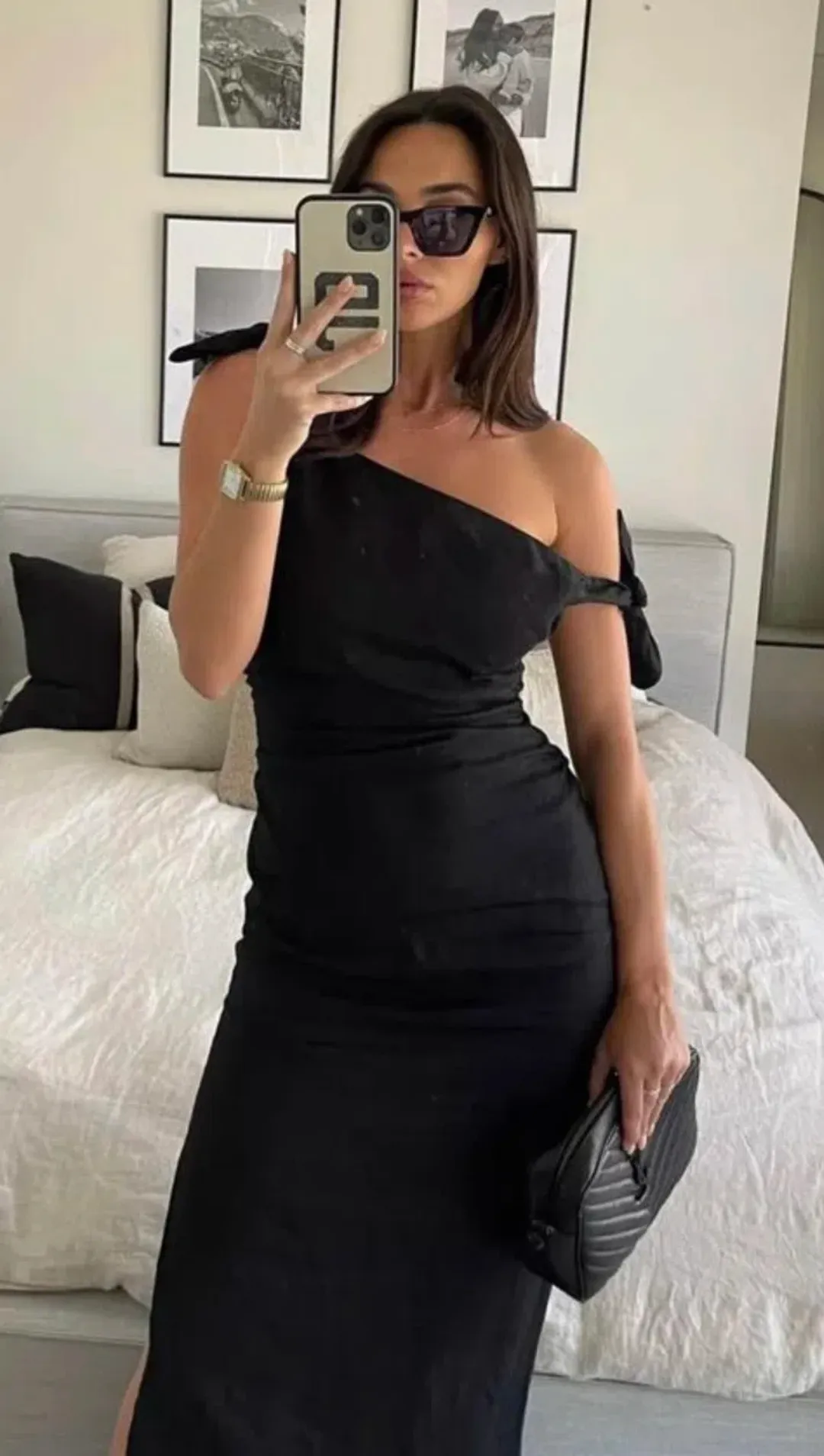 Sir the Label Bettina Off Shoulder Dress Black Size AU 8 for rent on The Volte - main image